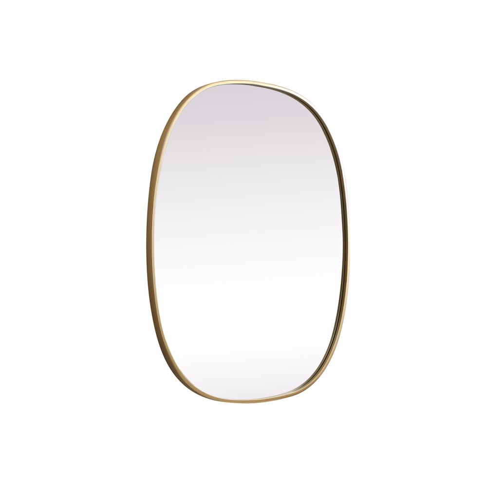 Metal Frame Oval Mirror 30X36 Inch In Brass. Picture 7