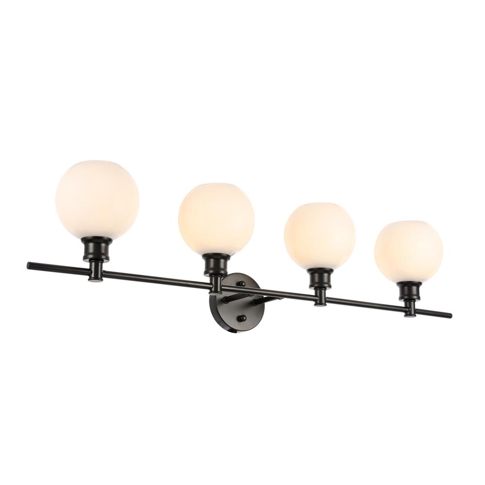 Collier 4 Light Black And Frosted White Glass Wall Sconce. Picture 5