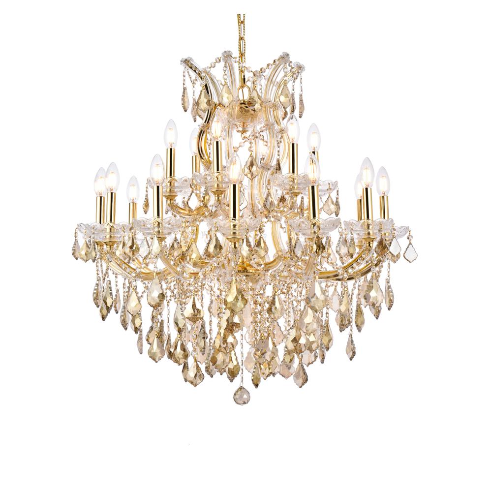 Maria Theresa 19 Light Gold Chandelier Golden Teak (Smoky) Royal Cut Crystal. Picture 2