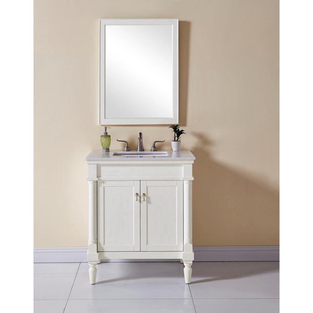 30 In. Single Bathroom Vanity Set In Antique White. Picture 9