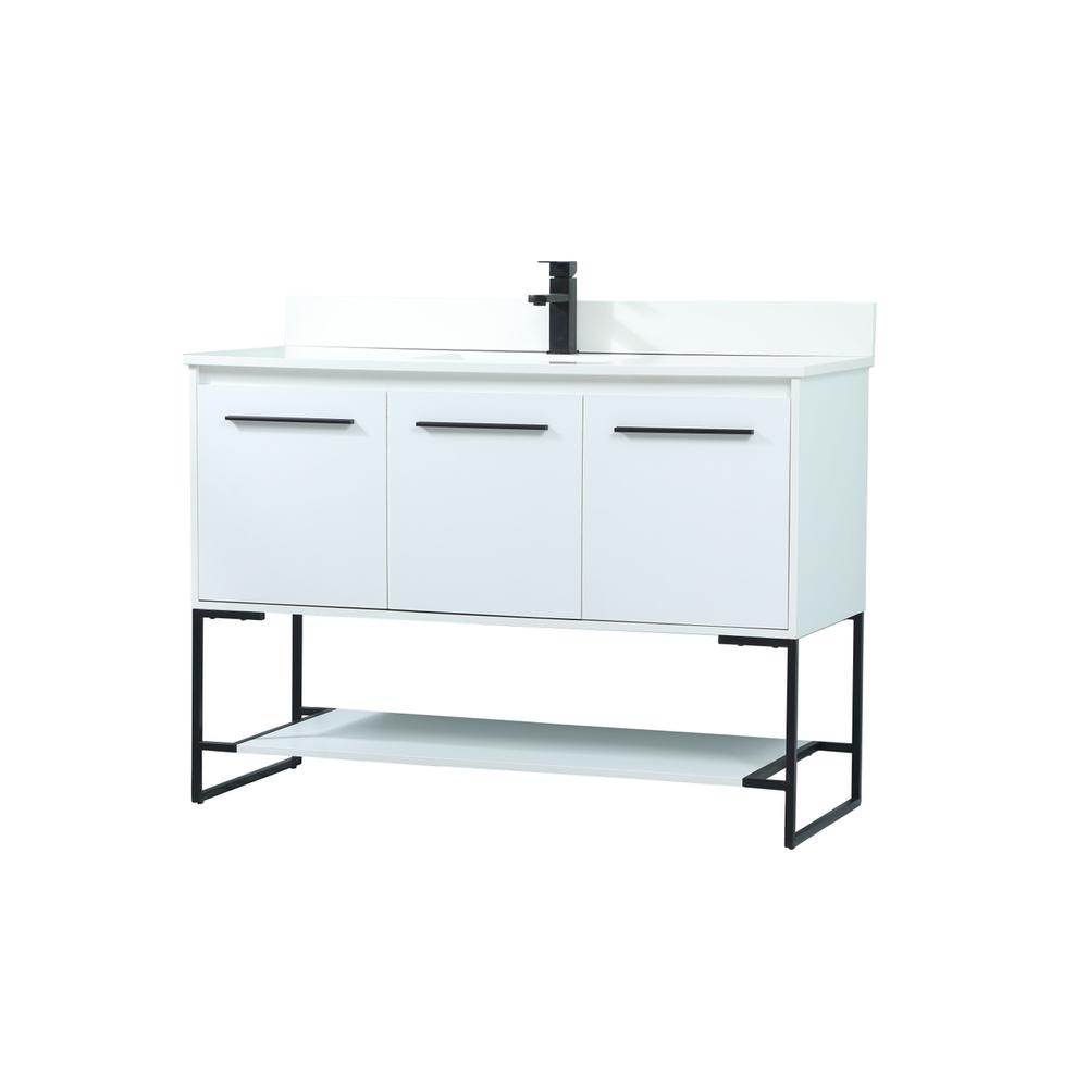 48 Inch Single Bathroom Vanity In White With Backsplash. Picture 7