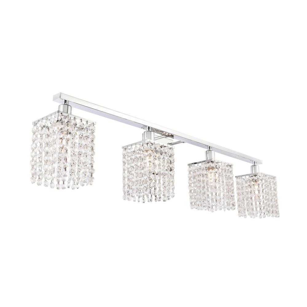Phineas 4 Light Chrome And Clear Crystals Wall Sconce. Picture 7