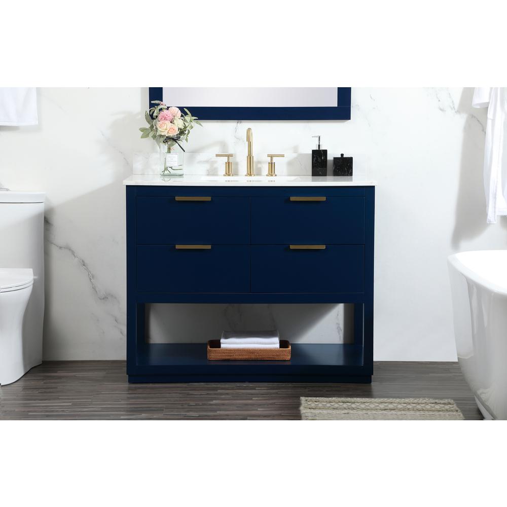 42 Inch Single Bathroom Vanity In Blue With Backsplash. Picture 14