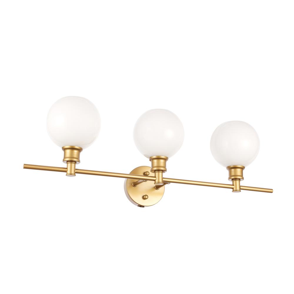 Collier 3 Light Brass And Frosted White Glass Wall Sconce. Picture 4