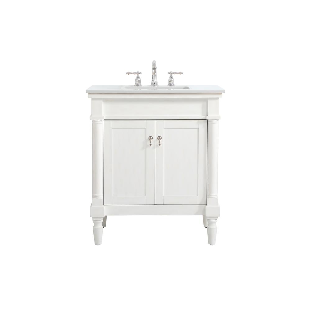 30 Inch Single Bathroom Vanity In Antique White. Picture 1