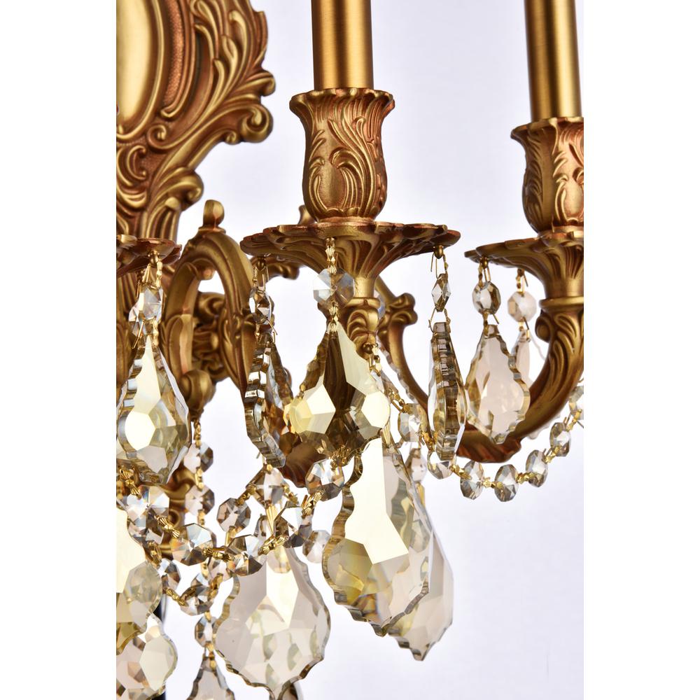 Monarch 5 Light French Gold Wall Sconce Golden Teak (Smoky) Royal Cut Crystal. Picture 6