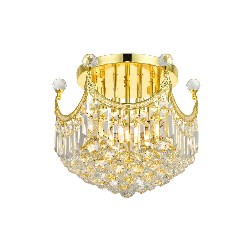 Corona 6 Light Gold Flush Mount Clear Royal Cut Crystal. Picture 1