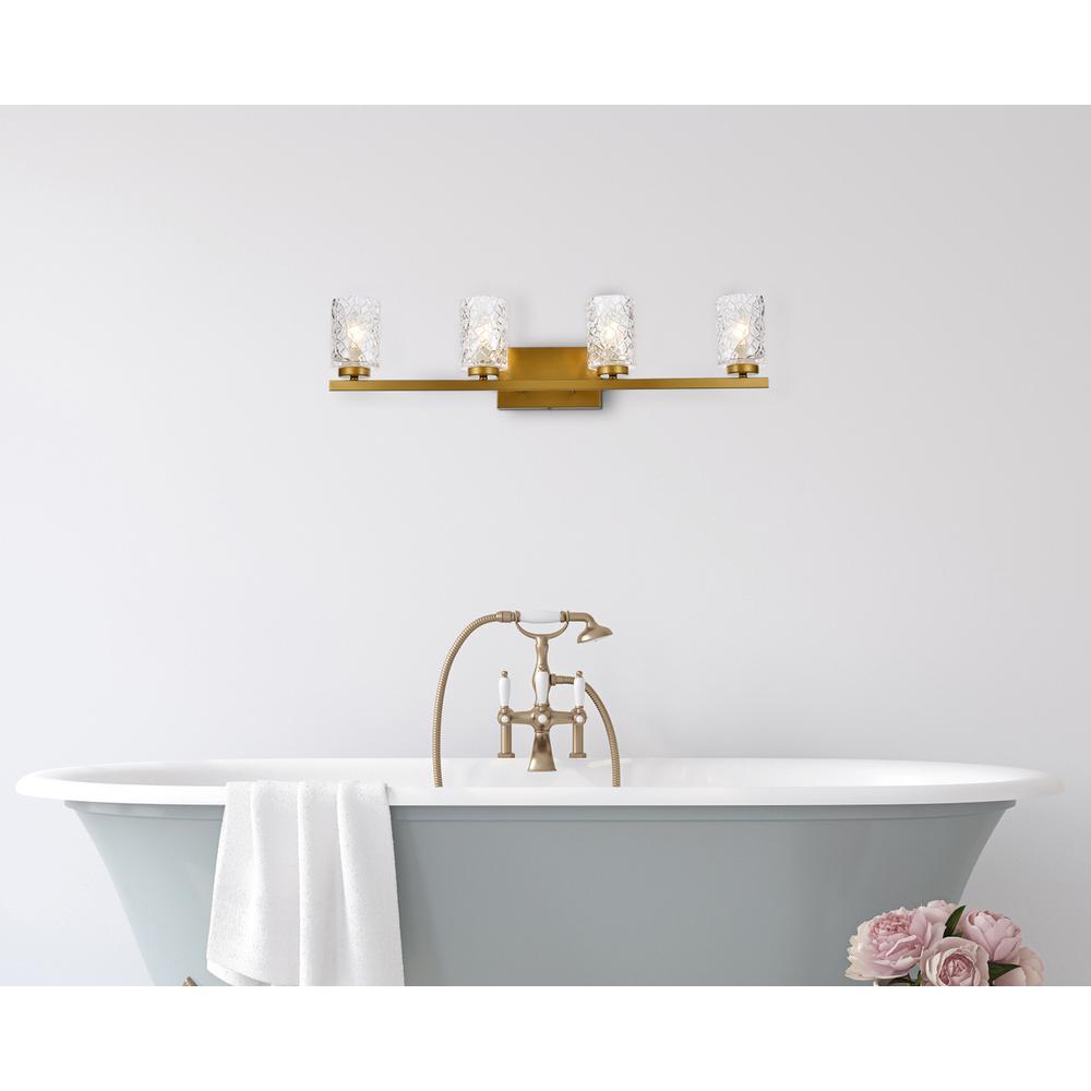 Cassie 4 Lights Bath Sconce In Brass With Clear Shade. Picture 7