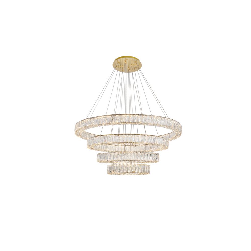 Monroe Integrated Led Chip Light Gold Chandelier Clear Royal Cut Crystal. Picture 1