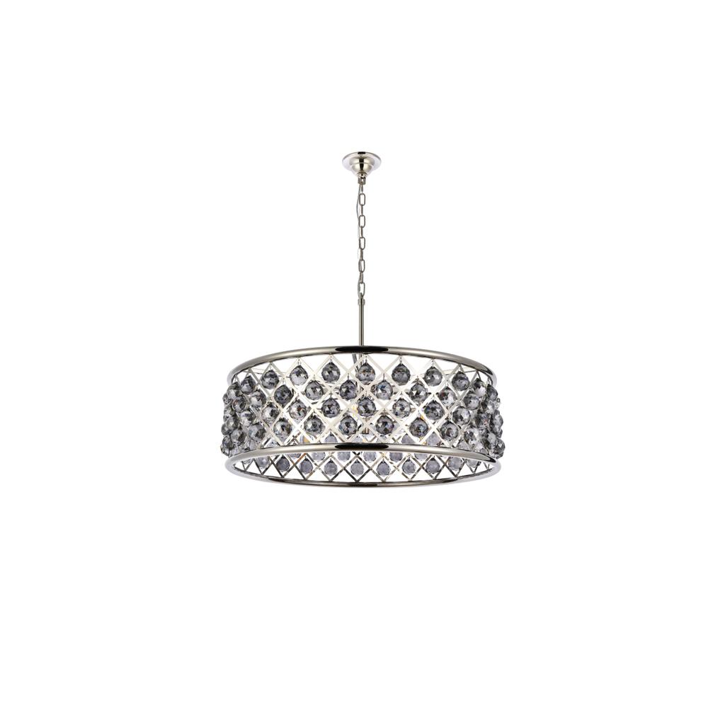 Madison 8 Light Polished Nickel Chandelier Silver Shade (Grey) Royal Cut Crystal. Picture 6