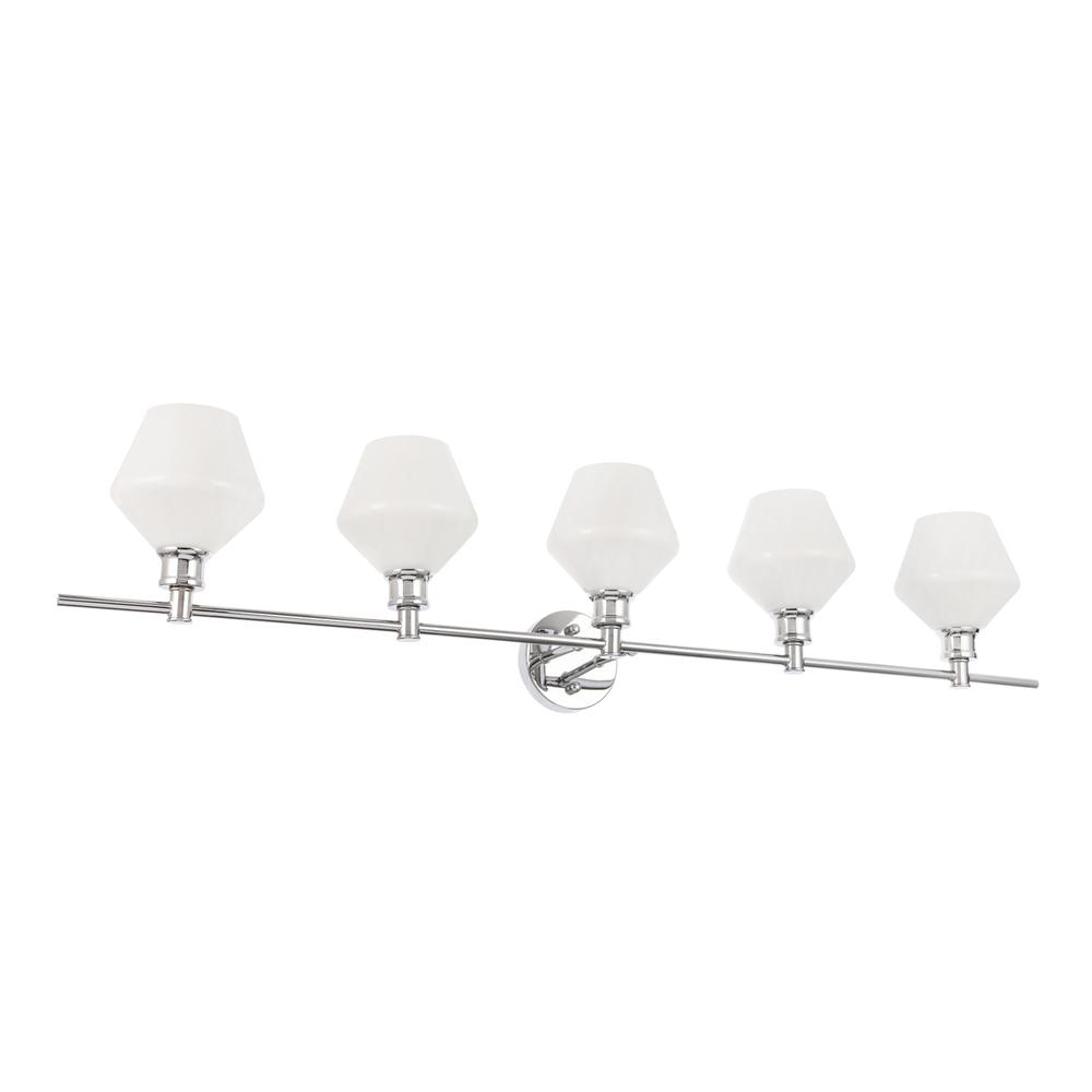 Gene 5 Light Chrome And Frosted White Glass Wall Sconce. Picture 8