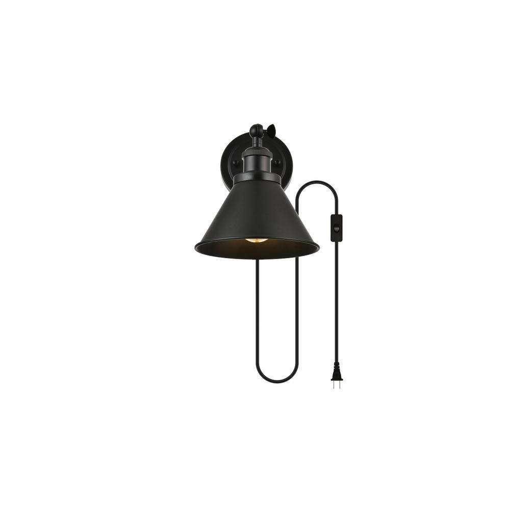 Blaise 1 Light Black Plug In Wall Sconce. Picture 1