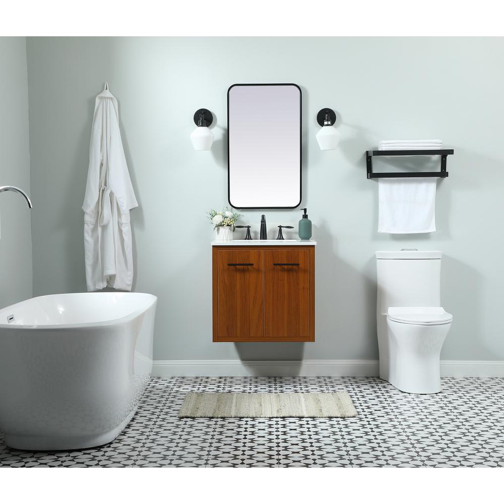 24 Inch Single Bathroom Vanity In Teak With Backsplash. Picture 7
