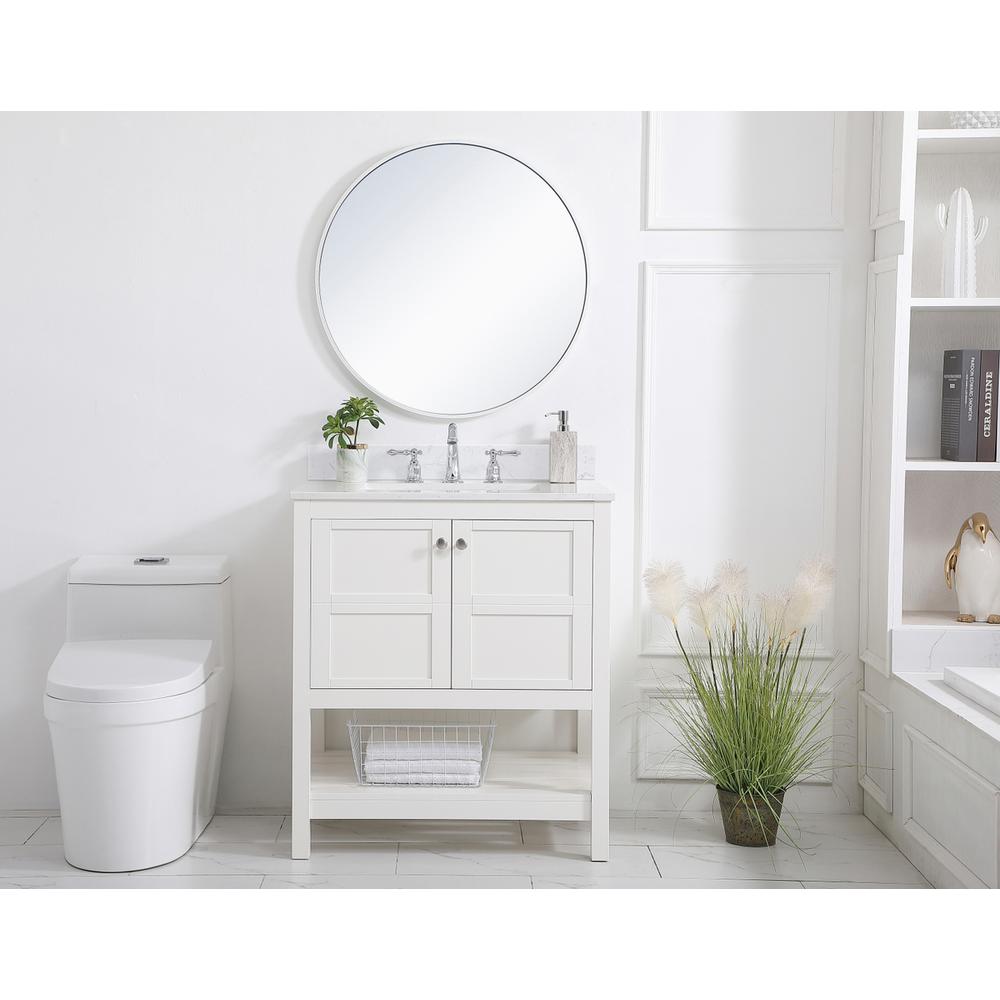 30 Inch Single Bathroom Vanity In White With Backsplash. Picture 4