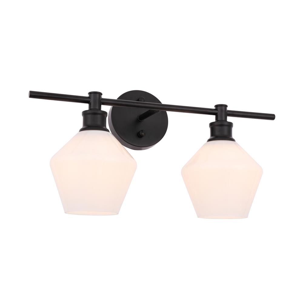 Gene 2 Light Black And Frosted White Glass Wall Sconce. Picture 13