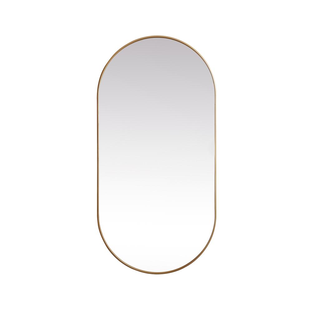 Metal Frame Oval Mirror 36X72 Inch In Brass. Picture 1