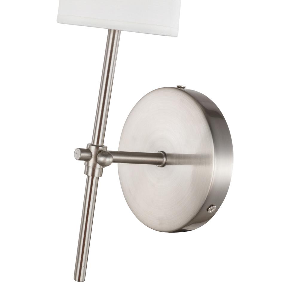 Mel 1 Light Burnished Nickel And White Shade Wall Sconce. Picture 12