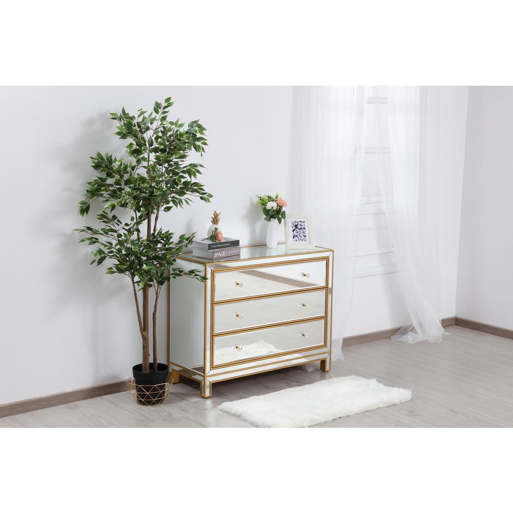 Chest 3 Drawers 40In. W X 16In. D X 32In. H In Gold. Picture 3