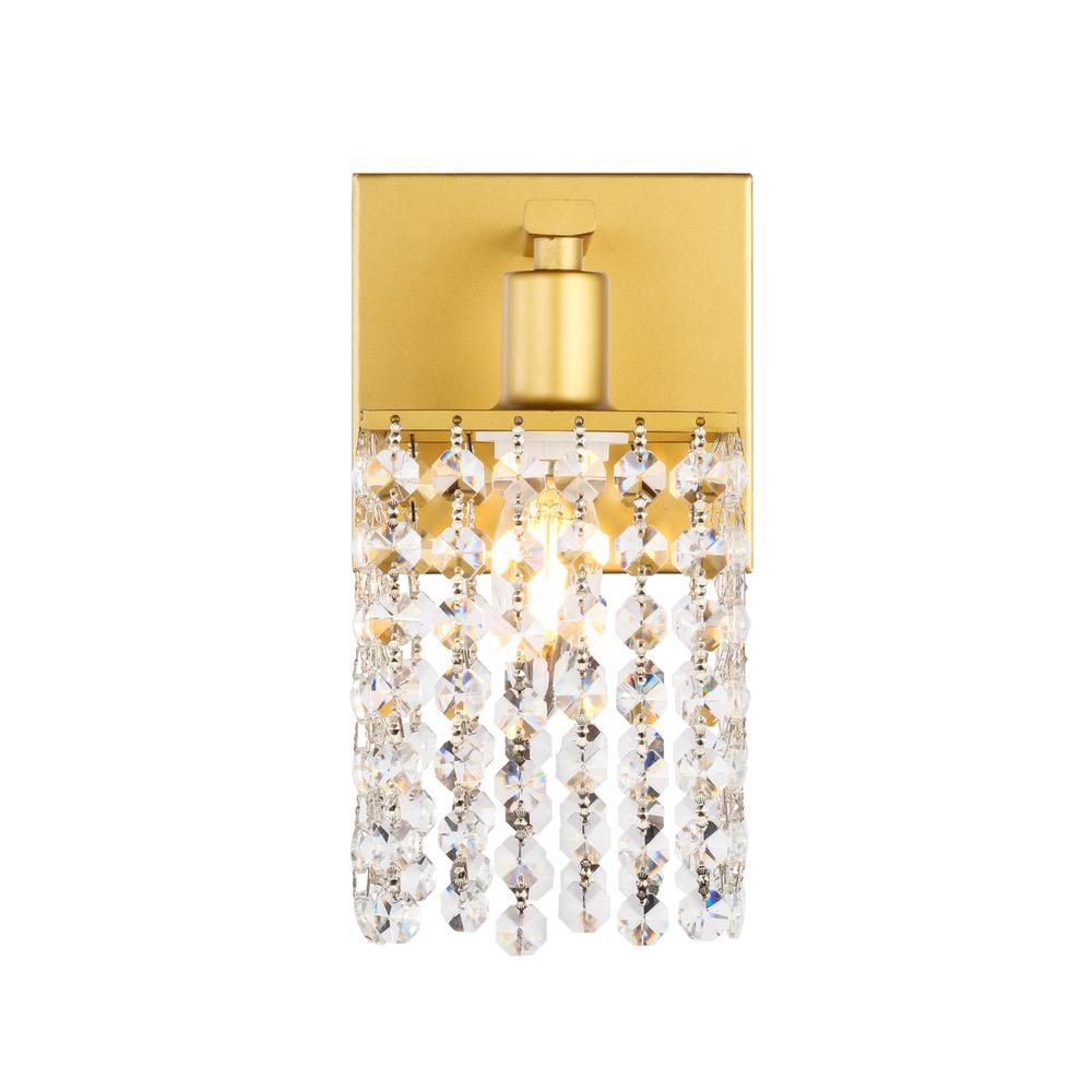 Phineas 1 Light Brass And Clear Crystals Wall Sconce. Picture 1