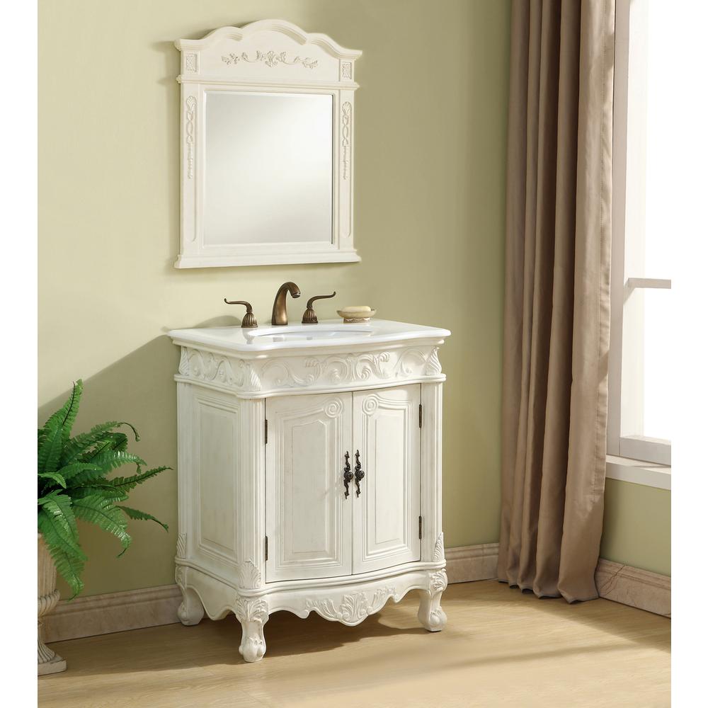 27 Inch Single Bathroom Vanity In Antique White. Picture 10