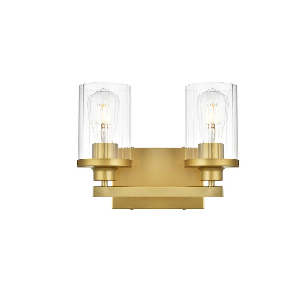 Saanvi 2 Light Brass And Clear Bath Sconce. Picture 1