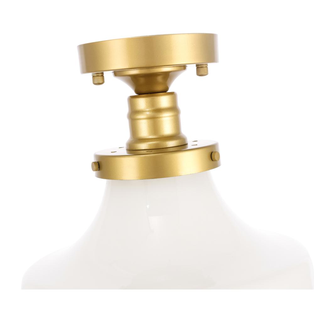 Lyle 1 Light Brass And Frosted White Glass Flush Mount. Picture 9