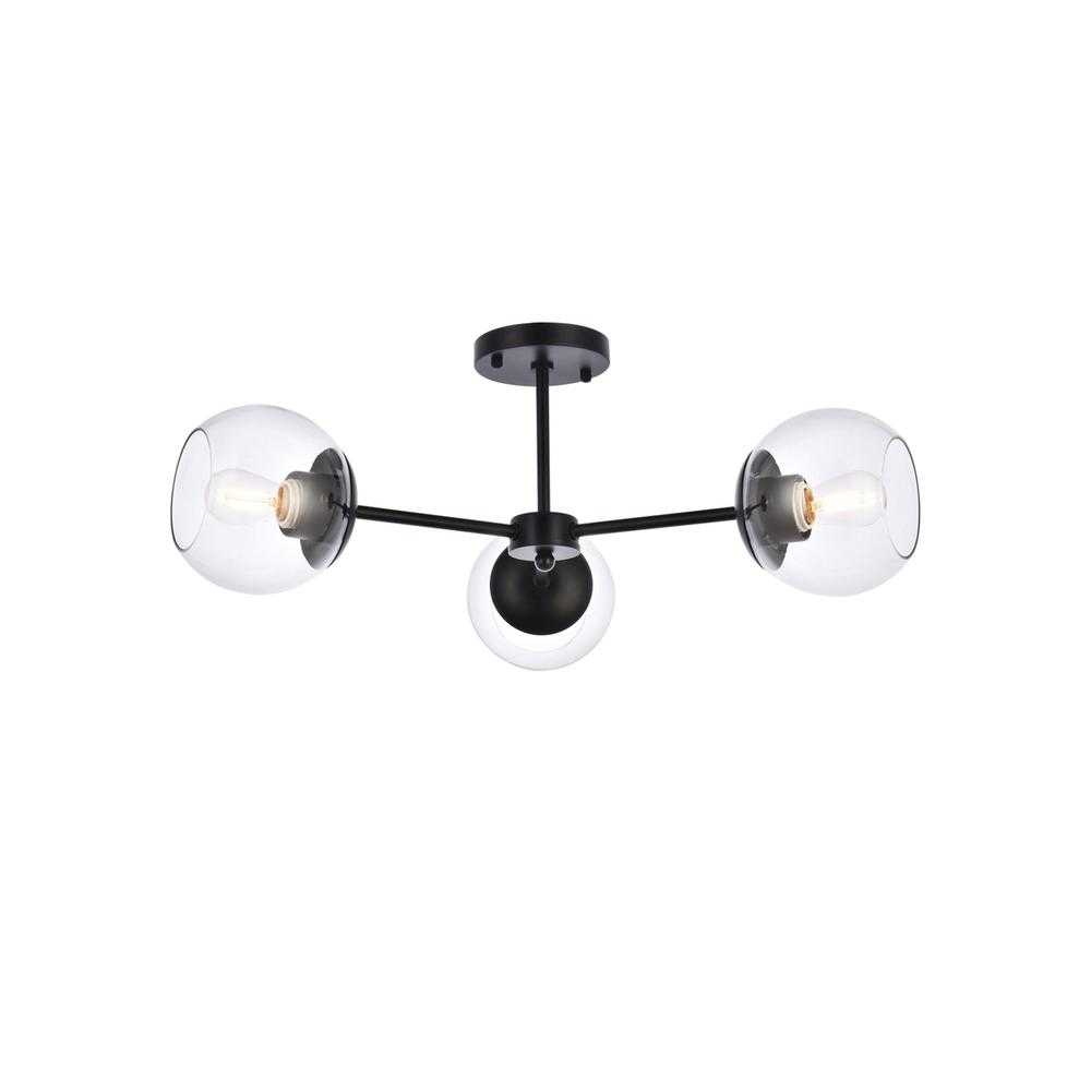Briggs 26 Inch Flush Mount In Black With Clear Shade. Picture 1