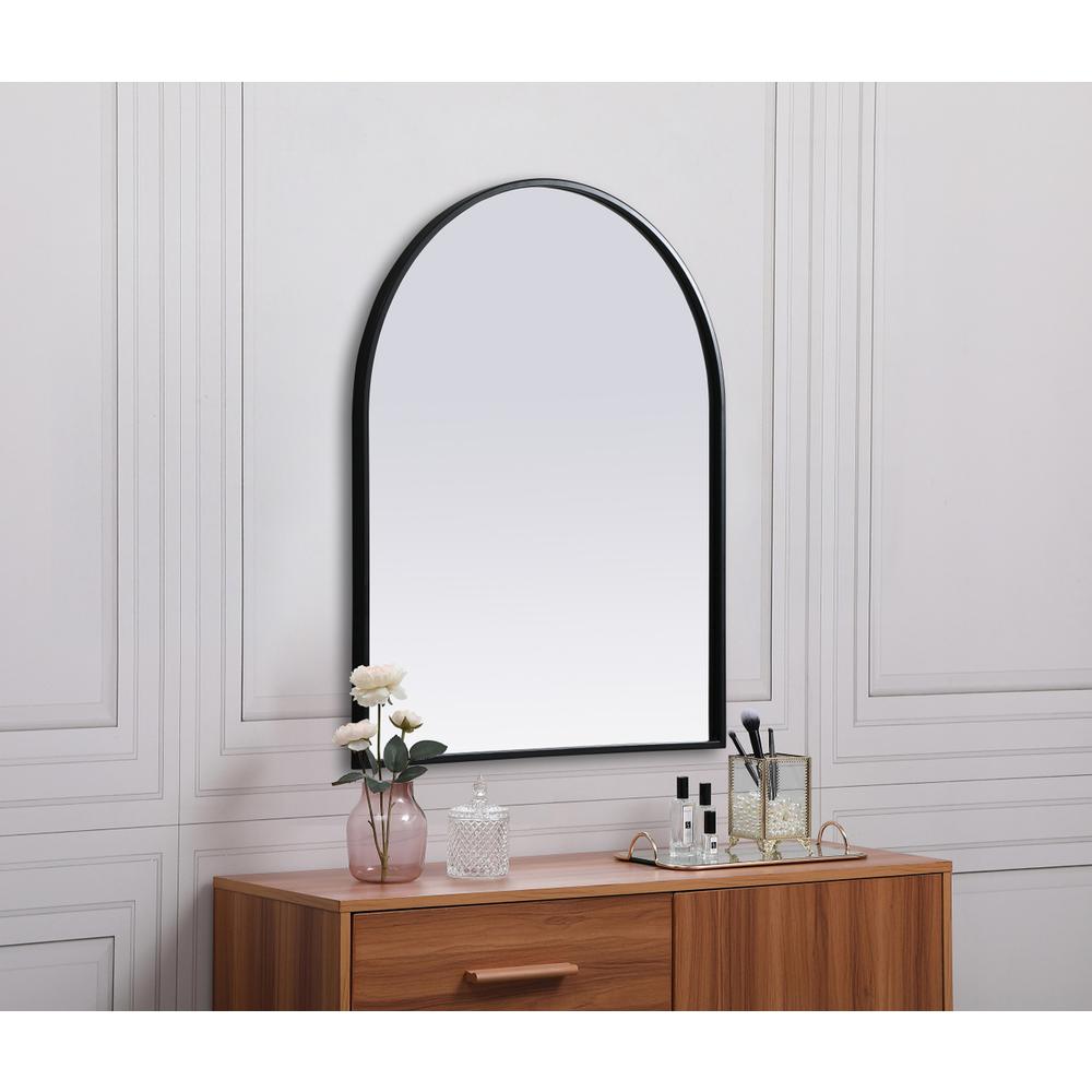 Metal Frame Arch Mirror 24X30 Inch In Black. Picture 4