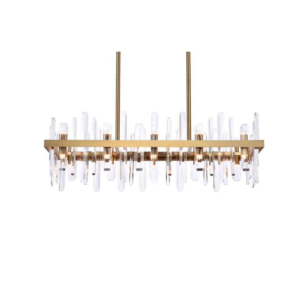 Serena 36 Inch Crystal Rectangle Chandelier In Satin Gold. Picture 2