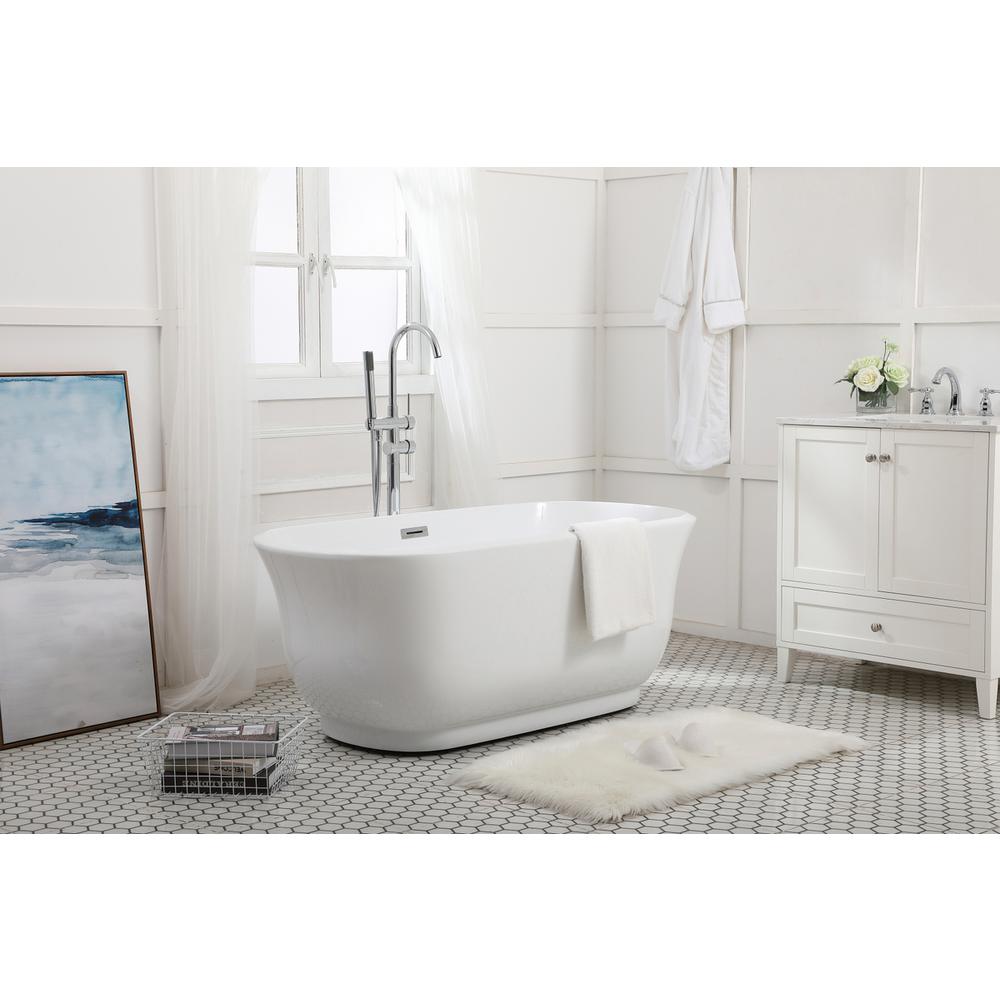 59 Inch Soaking Bathtub In Glossy White. Picture 2