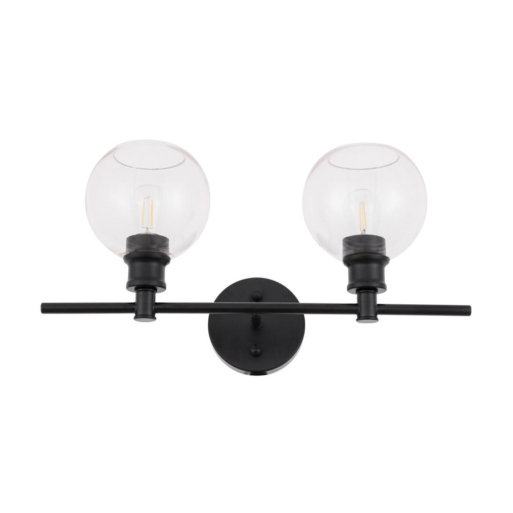 Collier 2 Light Black And Clear Glass Wall Sconce. Picture 4