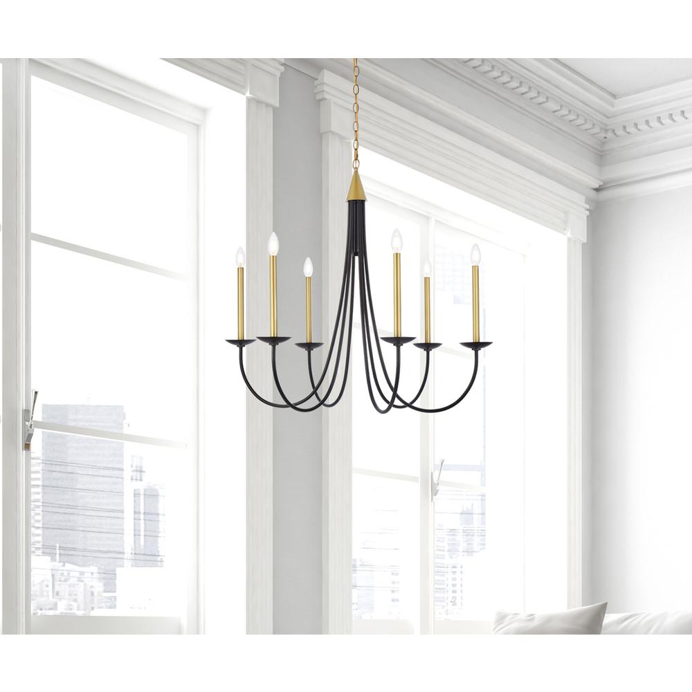Cohen 36 Inch Pendant In Black And Brass. Picture 7