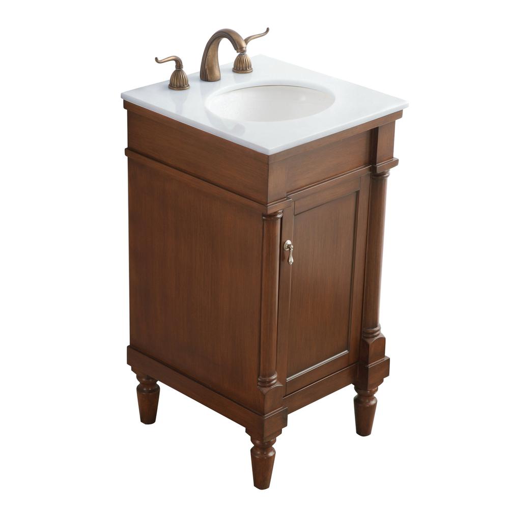 18 Inch Single Bathroom Vanity In Walnut  With Ivory White Engineered Marble. Picture 13