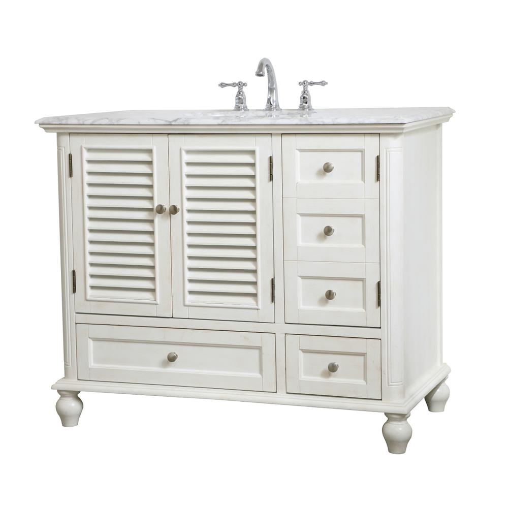 42 Inch Single Bathroom Vanity In Antique White. Picture 6
