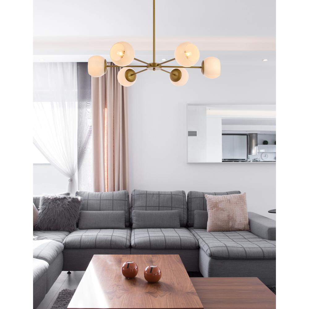 Briggs 36 Inch Pendant In Brass With White Shade. Picture 8
