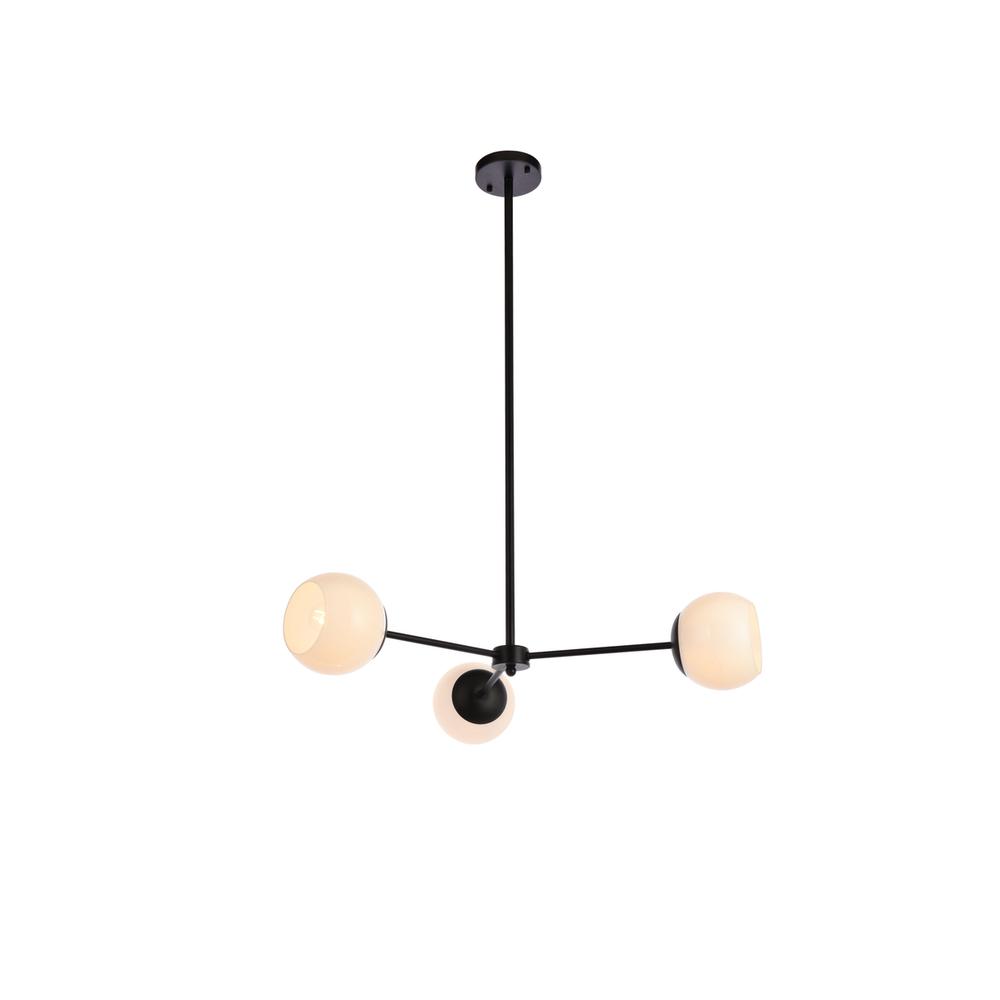 Briggs 32 Inch Pendant In Black With White Shade. Picture 1