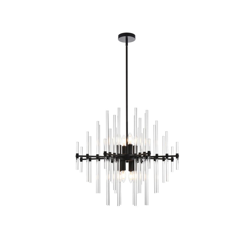 Sienna 27 Inch Crystal Rod Pendant In Black. Picture 1