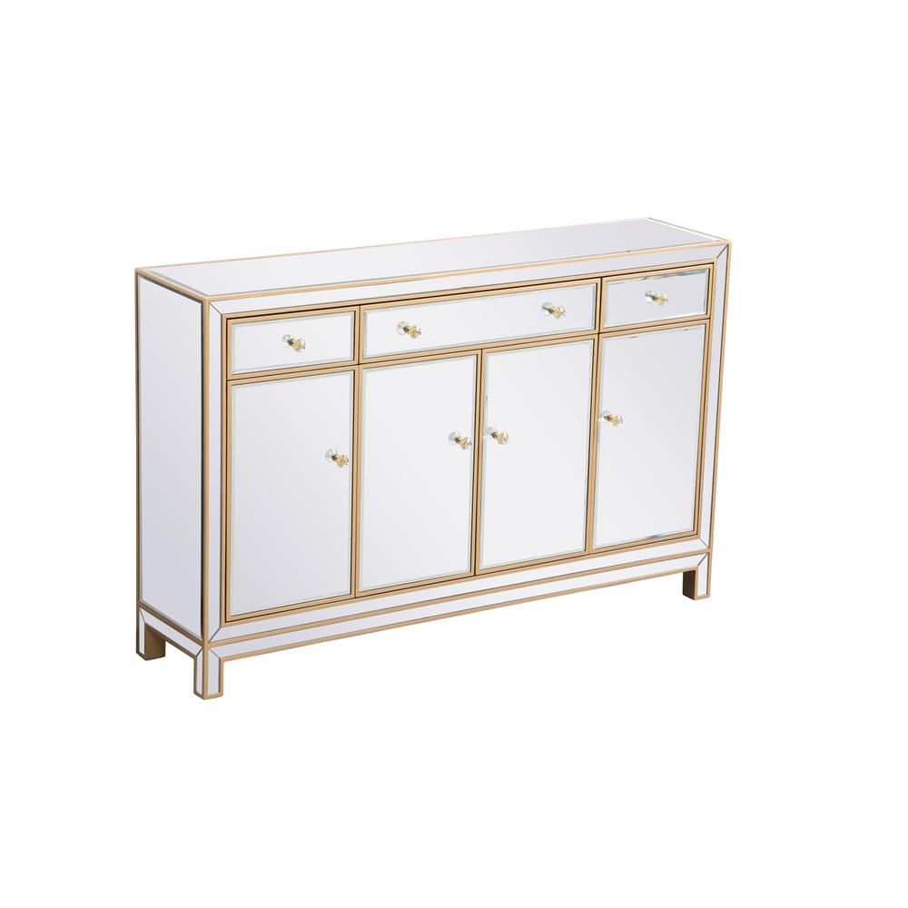 56 Inch Mirrored Credenza In Gold. Picture 5