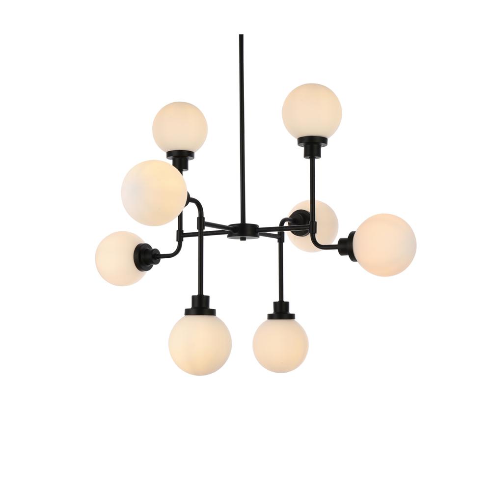 Hanson 8 Lights Pendant In Black With Frosted Shade. Picture 2
