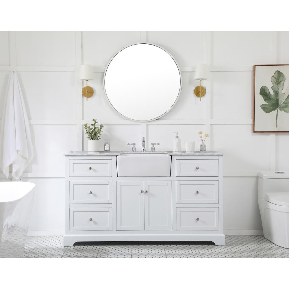 60 Inch Single Bathroom Vanity In White. Picture 4