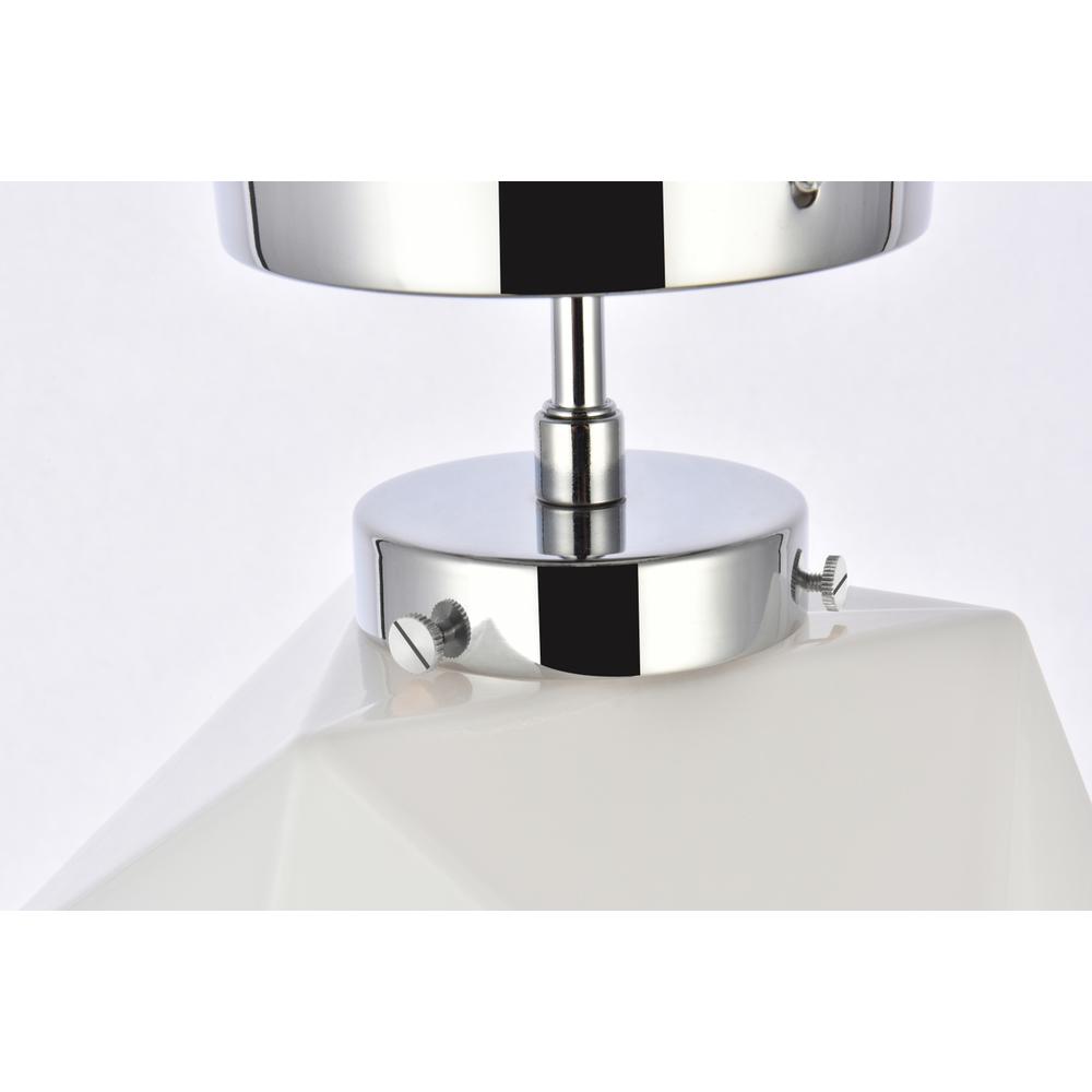 Lawrence 1 Light Chrome And White Glass Flush Mount. Picture 4