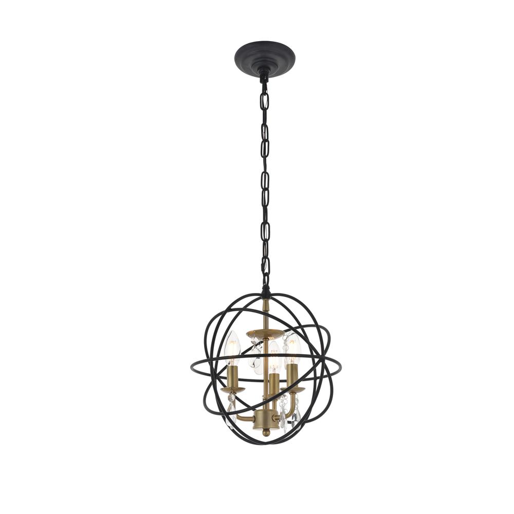 Wallace 3 Light Matte Black And Brass Pendant. Picture 1