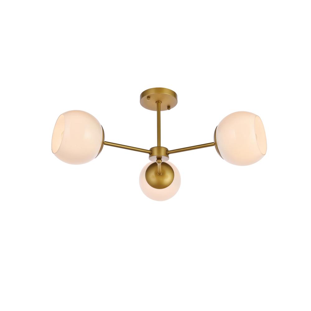 Briggs 26 Inch Flush Mount In Brass With White Shade. Picture 2