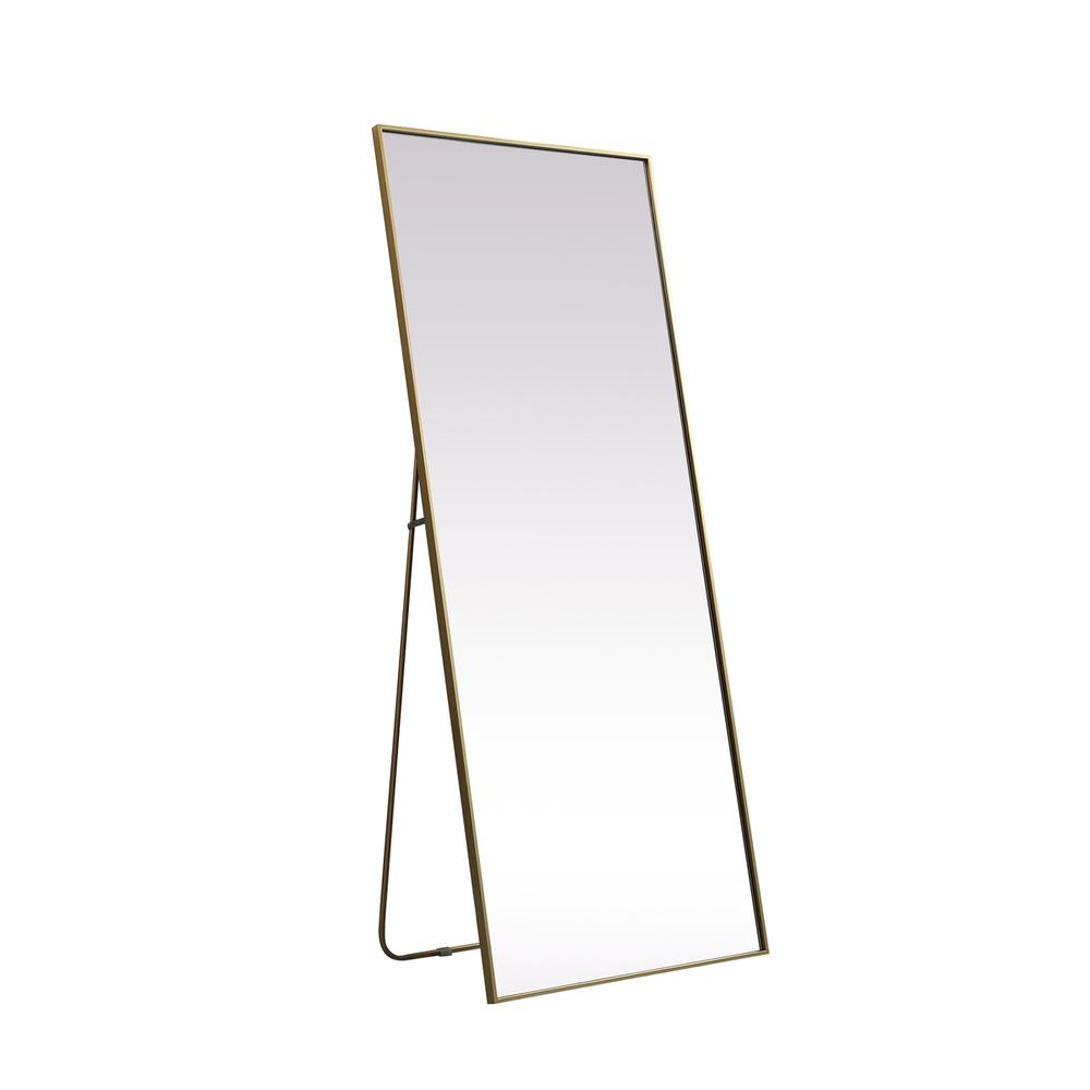 Metal Frame Rectangle Full Length Mirror 30X72 Inch In Brass. Picture 5