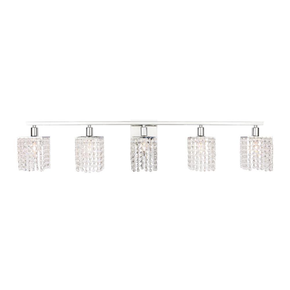 Phineas 5 Light Chrome And Clear Crystals Wall Sconce. Picture 1