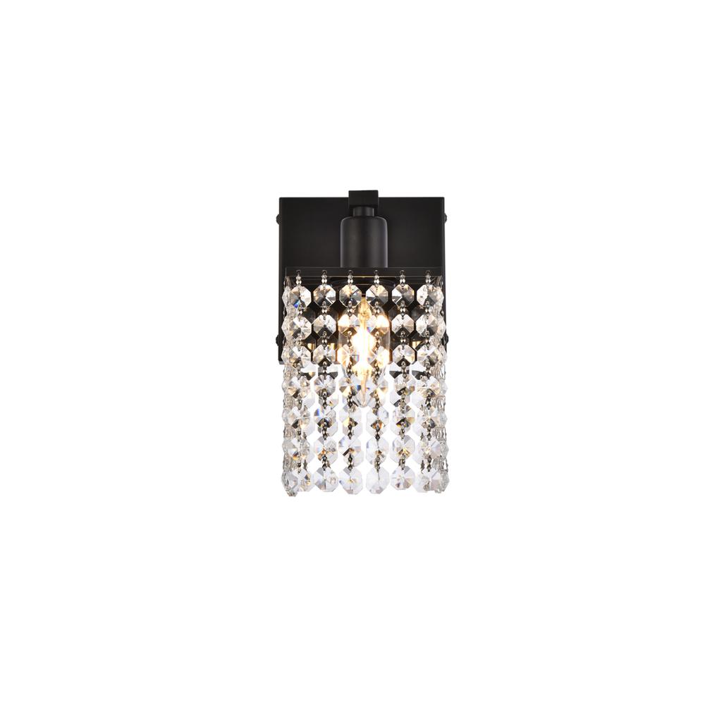 Phineas 1 Light Bath Sconce In Black With Clear Crystals. Picture 2