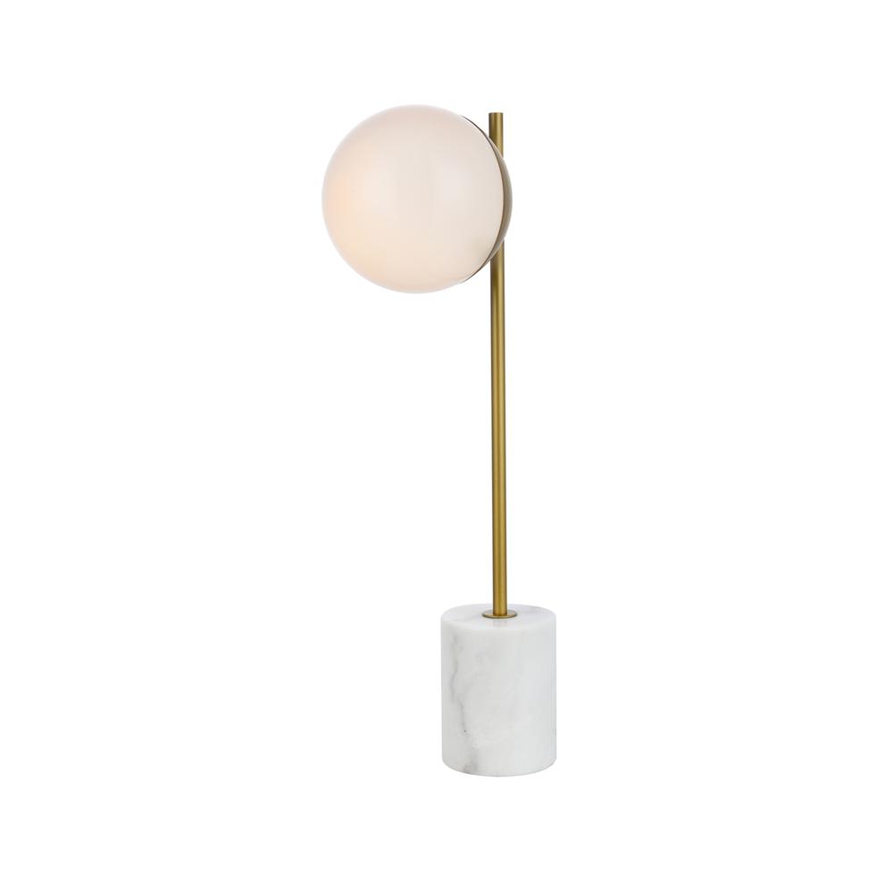 Eclipse 1 Light Brass Table Lamp With Frosted White Glass. Picture 2
