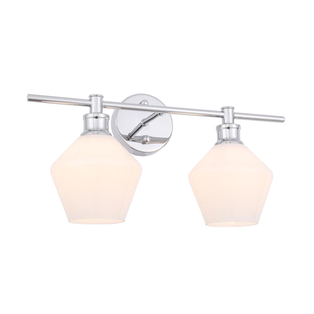 Gene 2 Light Chrome And Frosted White Glass Wall Sconce. Picture 13