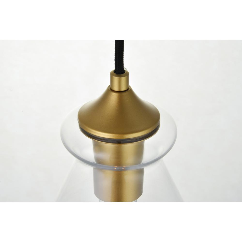 Destry 3 Lights Brass Pendant With Clear Glass. Picture 5