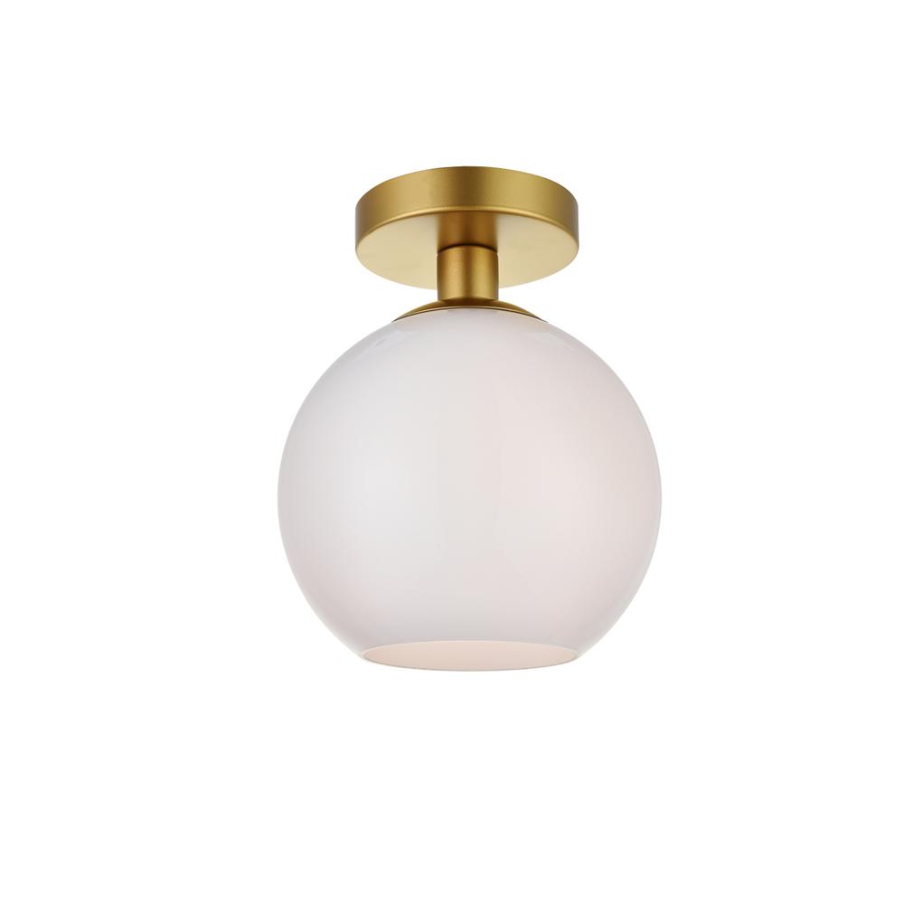 Baxter 1 Light Brass Flush Mount With Frosted White Glass. Picture 2